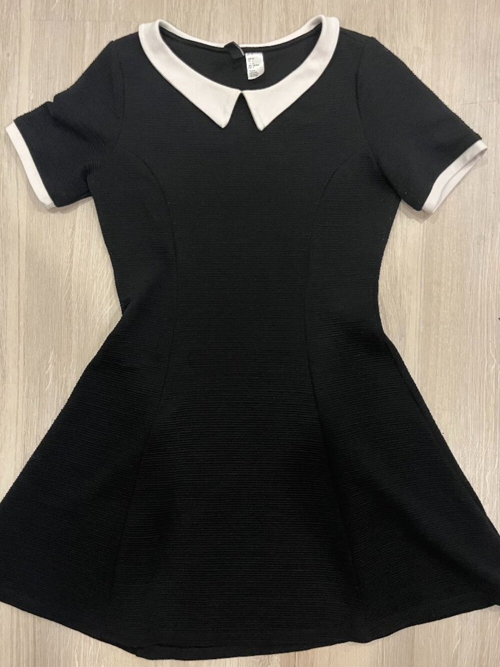 Black Pan Collar Fit and Flare Dress